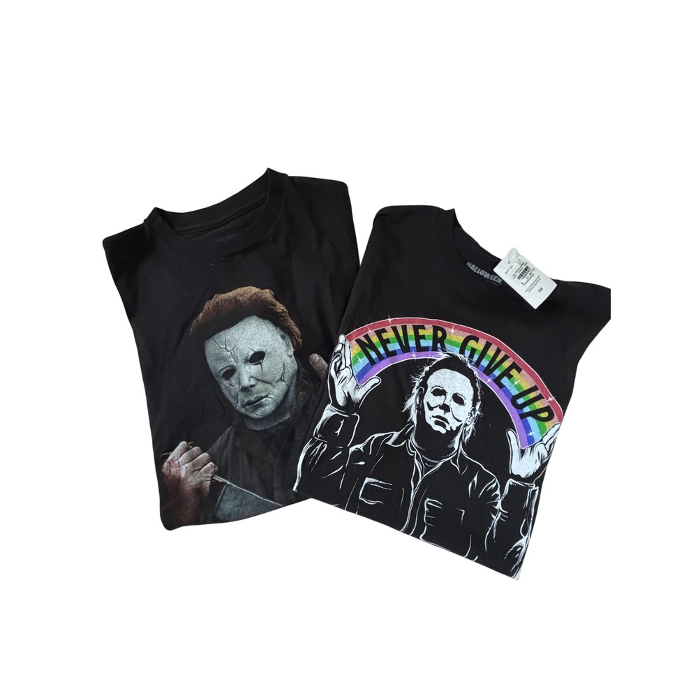 Halloween Michael Myers Graphic T-Shirt Bundle Black Cotton Small 2 Pack